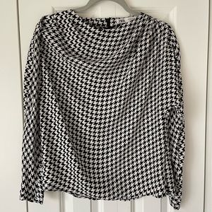 Zara Black and White Houndstooth Blouse Size Small